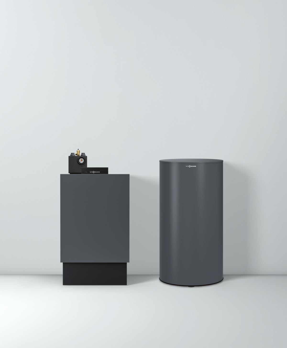 Produktdarstellung des Viessmann Vitoladens 300-C mit Speicher
